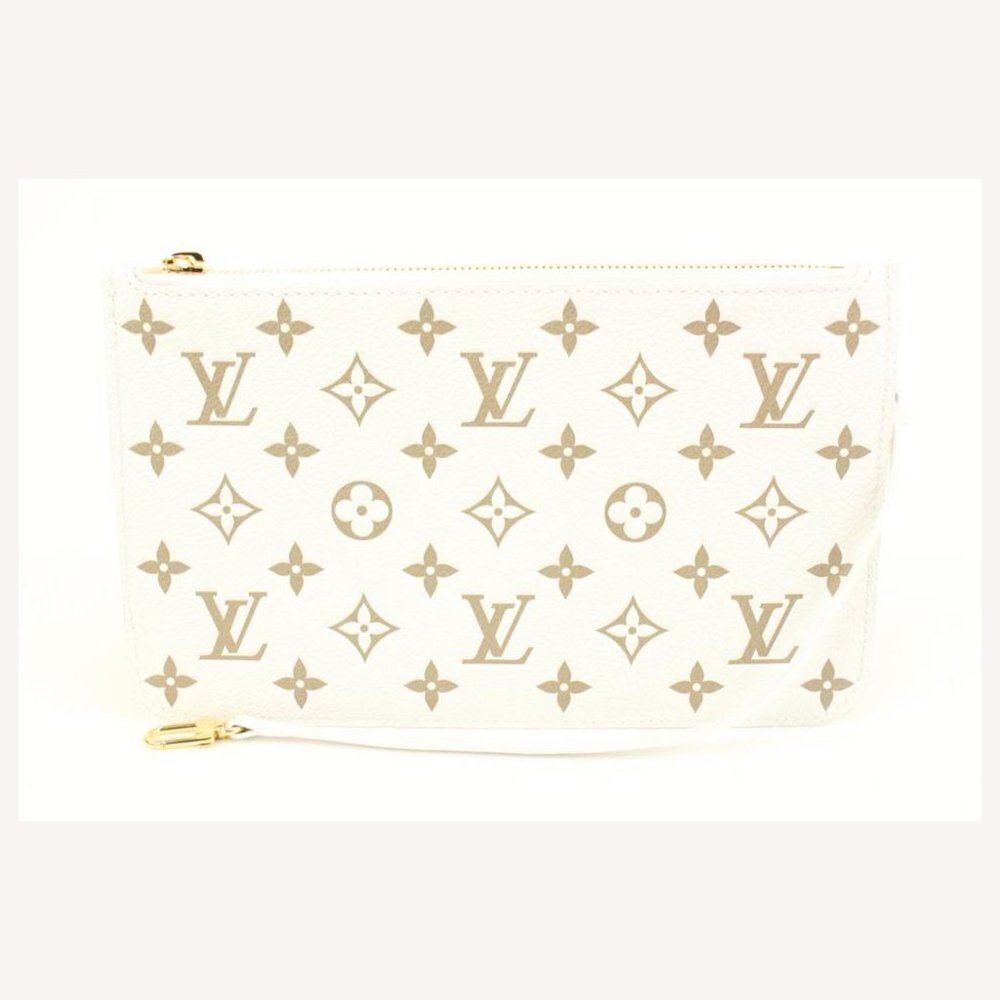Louis Vuitton Limited Beige Monogram Empreinte Neverfull Pochette MM or GM 46lk3